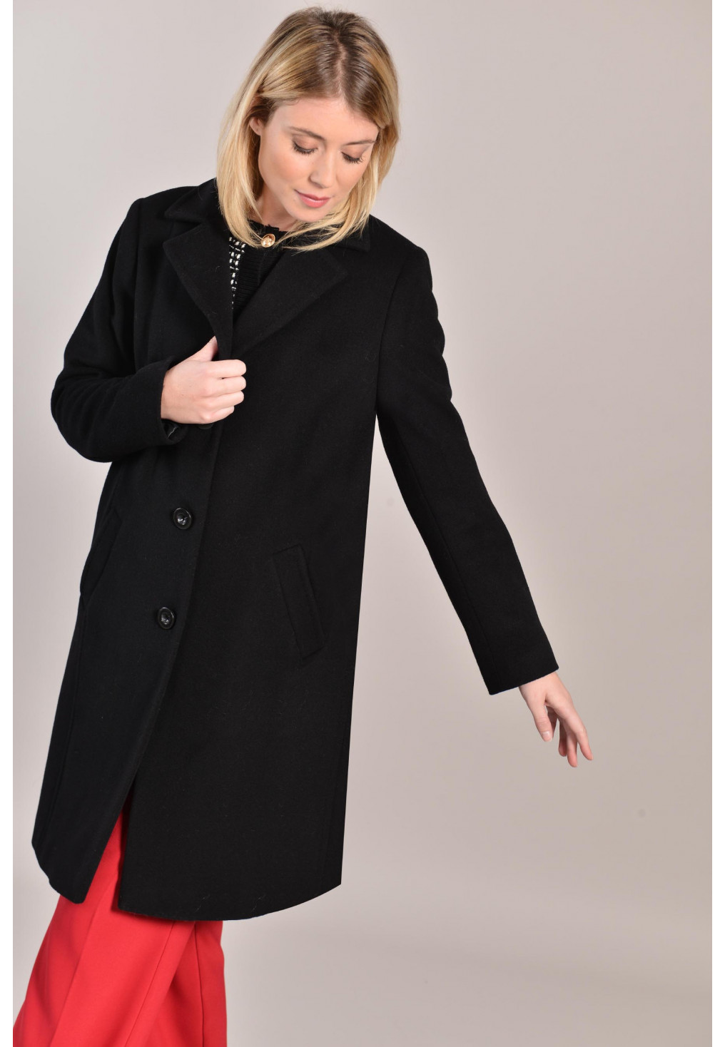 manteau laine noir femme court